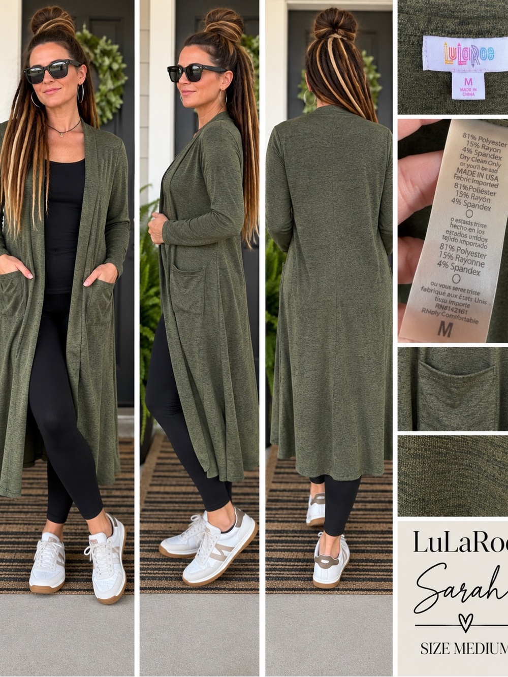 LuLaRoe Sarah Duster Cardigan Sweater - Olive